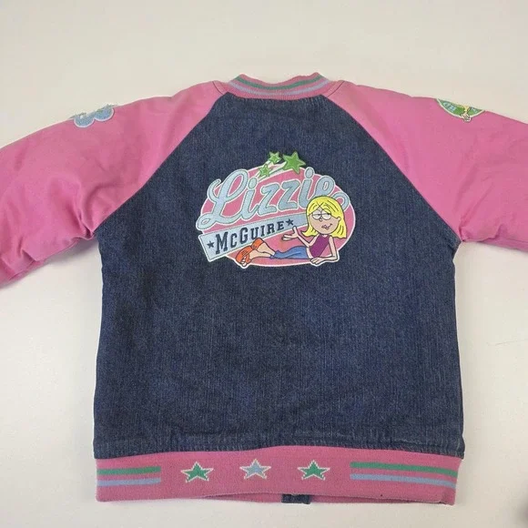 Vintage Disney Store Jacket Girls 10-12 Blue Pink Lizzie McGuire Varsity 2000s - Picture 12 of 14
